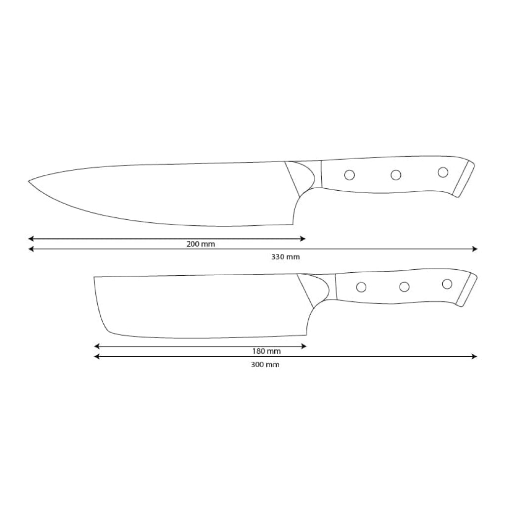 Shinrai Knives - Eclipse 2-teiliges Damastmesser-Set - Kochmesser + Nakiri