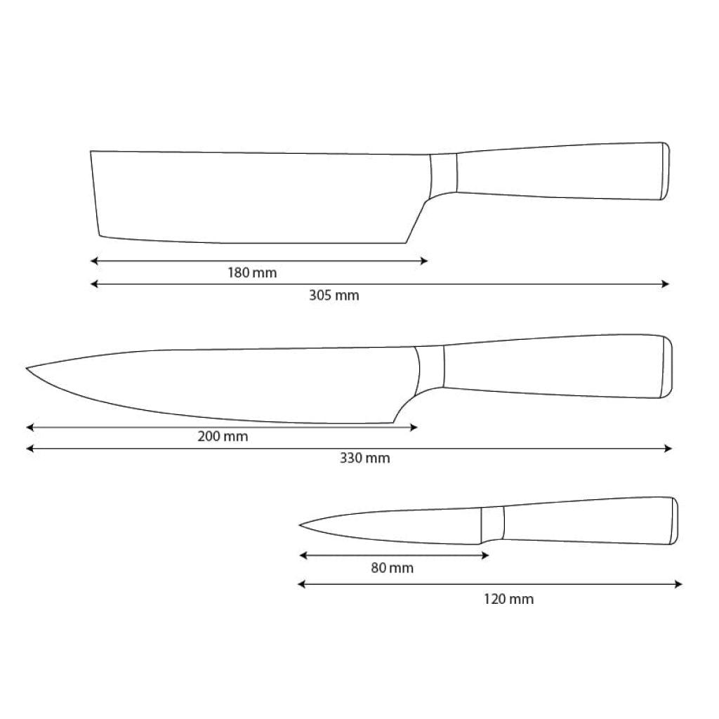 Shinrai Knives – 3-teiliges Messerset mit Damaszener-Print und Epoxid-Onyx – Kochmesser + Nakiri + Schälmesser