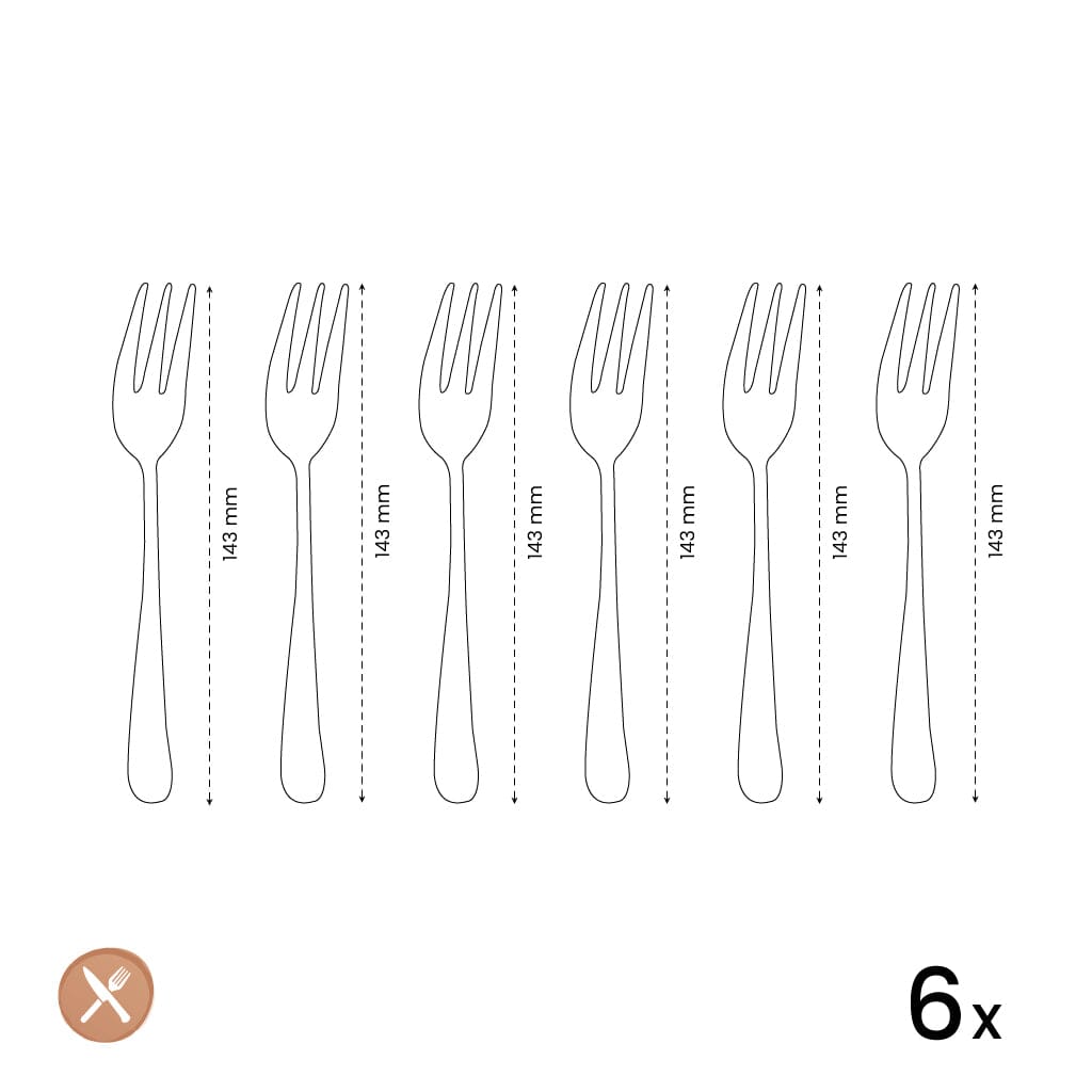 Amefa - Austin 6 Gebaksvorkjes - Mat Champagne Gebaksvorkjes Amefa