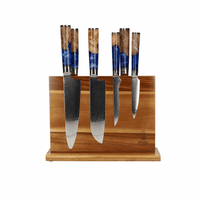 Epoxy Sapphire 6-delige Damascus Messenset + Magnetisch Messenblok Messenset met blok Shinrai Japan