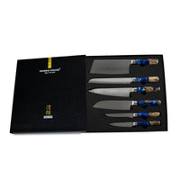 Epoxy Sapphire 6-delige Messenset + Magnetisch Messenblok Messenset met blok Shinrai Knives