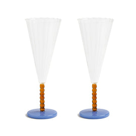 &Klevering - Flöte Perle Bernstein 2er Set &Klevering - Flute perle amber set van 2 Champagne glazen &Klevering