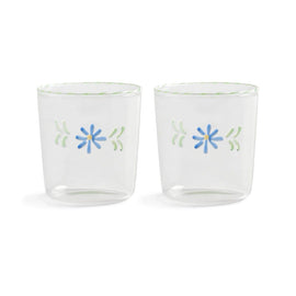 &Klevering - Glas Flora Blau 2er Set &Klevering - Glas flora blauw set van 2 Drinkglazen &Klevering