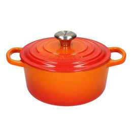 Le Creuset - Braten- / Schmortopf Signature rund Orangerot 18cm 1,8l Le Creuset - Braadpan Signature rond Oranjerood 18cm 1,8l Le Creuset