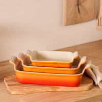 Plat à four rectangulaire Heritage Le Creuset, orange-rouge, 32 x 24 cm