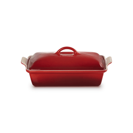 Le Creuset - Plat à four rectangulaire avec couvercle 33 cm Rouge cerise Le Creuset - Ovenschaal Rechthoekig met Deksel 33cm Kersenrood Le Creuset