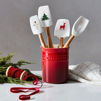 Le Creuset - Lot de 4 spatules rouge cerise/blanches