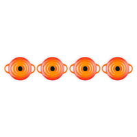 Le Creuset - Set van 4 Mini-Braadpannen Oranjerood 10cm 0,25l Pannenset Le Creuset