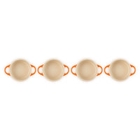 Le Creuset - Set van 4 Mini-Braadpannen Oranjerood 10cm 0,25l Pannenset Le Creuset
