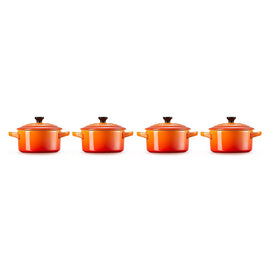 Le Creuset - 4er-Set Mini-Bratpfannen Orange-Rot 10cm 0,25l Le Creuset - Set van 4 Mini-Braadpannen Oranjerood 10cm 0,25l Pannenset Le Creuset