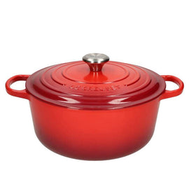 Le Creuset - Braten- / Schmortopf Signature rund Kirschrot 24cm 4,2l Le Creuset - Signature Braadpan Kersenrood 24 cm Braadpan Le Creuset