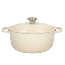 Le Creuset - Braten- / Schmorpfanne Signature rund Meringue 24 cm 4,2 l Le Creuset - Signature Braadpan Meringue 24 cm Braadpan Le Creuset