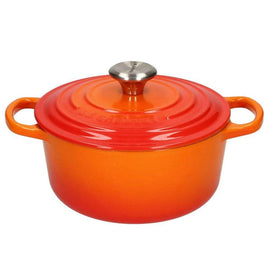 Le Creuset - Braten- / Schmortopf Signature rund Orangerot 24cm 4,2l Le Creuset - Signature Braadpan Oranjerood 24 cm Braadpan Le Creuset