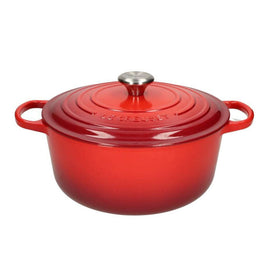 Le Creuset - Braten- / Schmorpfanne Signature rund Kirschrot 28cm 6,7l Le Creuset - Signature Campagnard Braadpan Kersenrood 28 cm Braadpan Le Creuset