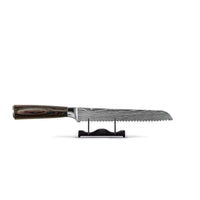 Couteaux Shinrai - Coffret de 4 couteaux à motif damassé - Santoku + Couteau à pain + Nakiri + Couteau d'office