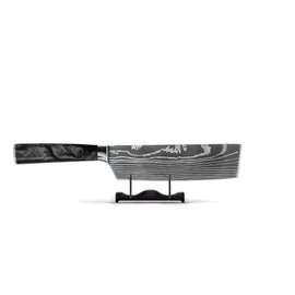 Shinrai Knives - Damascus Print Onyx Epoxy Nakiri Messer 18 cm Shinrai Knives - Damascus Print Epoxy Onyx 3-delige Messenset - Koksmes + Nakiri + Schilmes Messenset Shinrai Knives