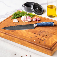 Shinrai Knives - Damascus Print Epoxy Sapphire - 6-delige Messenset Messenset Shinrai Knives