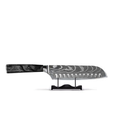 Shinrai Knives – Santokumesser mit Damaszener-Print und Onyx-Epoxidharz, 18 cm Shinrai Knives - Damascus Print Onyx Epoxy Santoku mes 18cm Santokumes Shinrai Knives