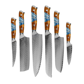Shinrai Knives - 6-teiliges Damastmesserset der Eclipse-Serie Shinrai Knives - Eclipse Series 6-delige Damascus Messenset Messenset Shinrai Knives