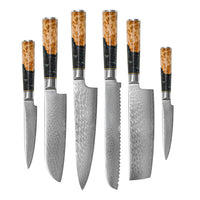 Couteaux Shinrai - Coffret Méga Onyx Époxy - Ensemble complet de couteaux avec bloc, planche à découper et pierre à aiguiser