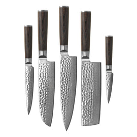 Shinrai Knives - Hammerschlag Damast BR 5-tlg. Messerset Shinrai Knives - Hammered Damast BR 5-Delige Messenset Messenset Shinrai Knives
