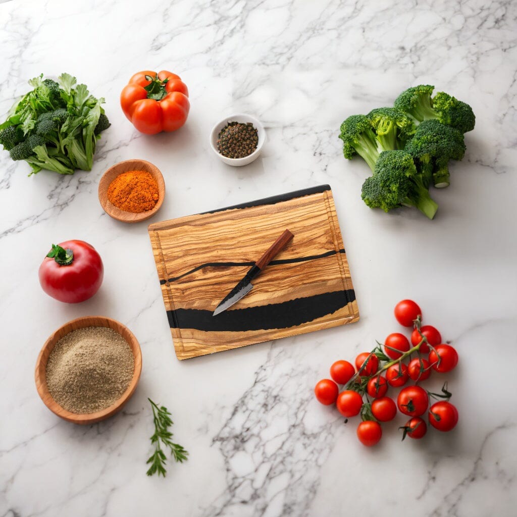 Shinrai Knives - Kurayami 3-delige Damascus Messenset - Koksmes + Santoku + Schilmes Messenset Shinrai Knives