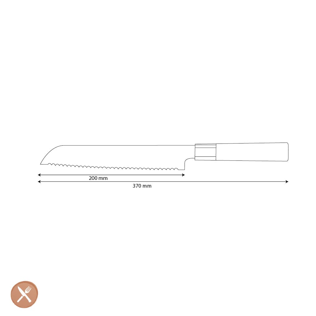 Couteaux Shinrai - Couteau à pain Kurayami Damas 20 cm