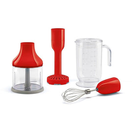 Smeg - Zubehör | 4-teiliges Zubehörset, Rot, Becher, Zerkleinerer, Schneebesen, Stampfer Smeg - Accessoires | 4 accessories set, Rood, Beaker, Chopper, Whisk, Masher Accessoireset Smeg
