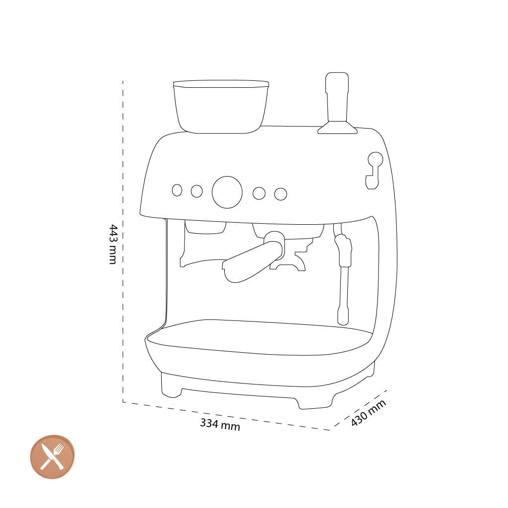 Smeg - Espressomachine | Wit | Jaren 50 | Handmatige espressomachine met geïntegreerde bonenmaler Handmatige Espressomachine Smeg