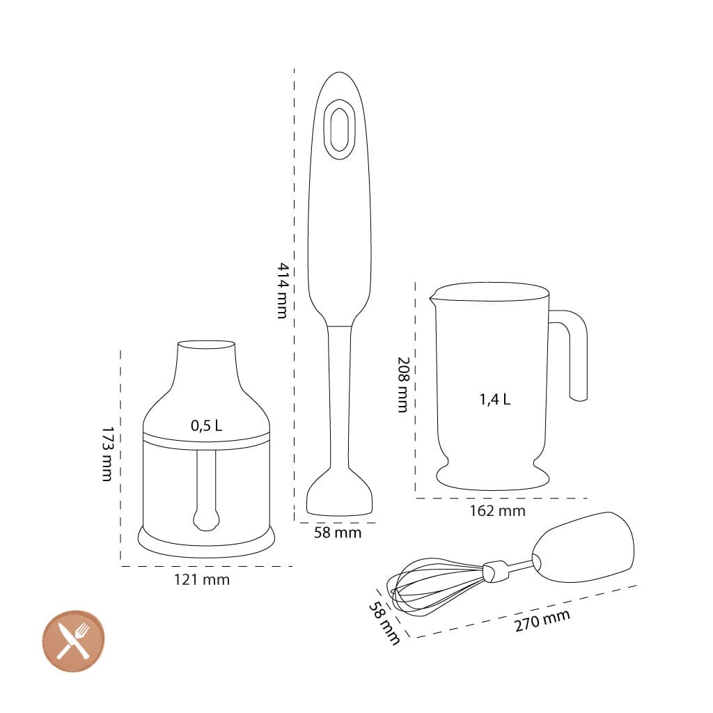 Smeg - Staafmixer | Pastel Blauw | Jaren 50 | Staafmixer met accessoires Staafmixer Smeg