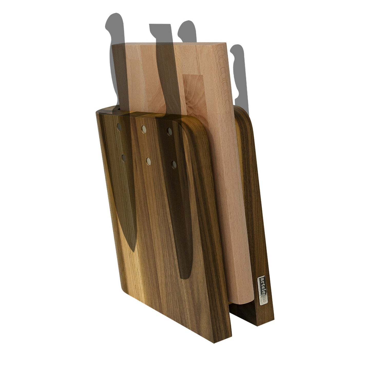 Artelegno - Ceppo Magnetisch Messenblok Walnotenhout + Snijplank Beukenhout Messenblokken Artelegno