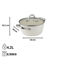 By C&P - Go Ivory Kookpan 24 cm met glazen deksel By C&P
