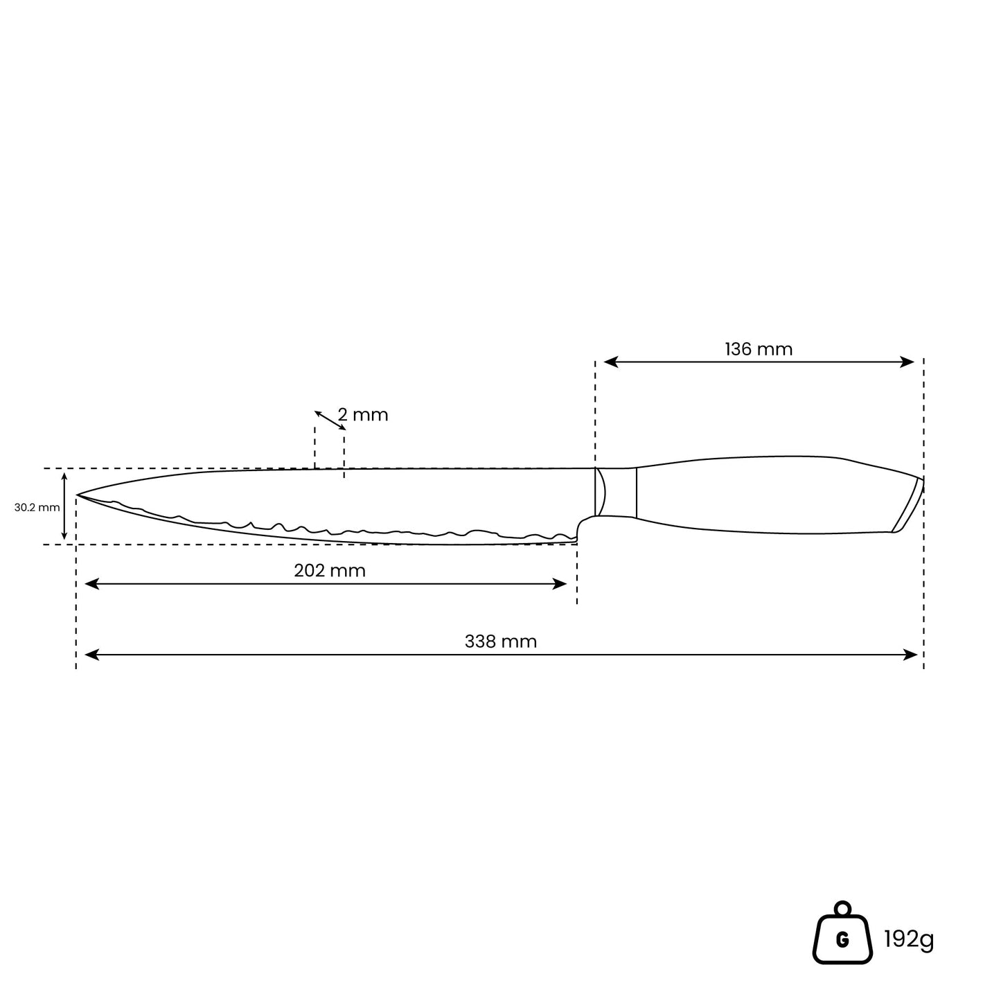 Damast Pakka Wood - Damascus Vleesmes 20 cm Keukenmessen Shinrai Japan