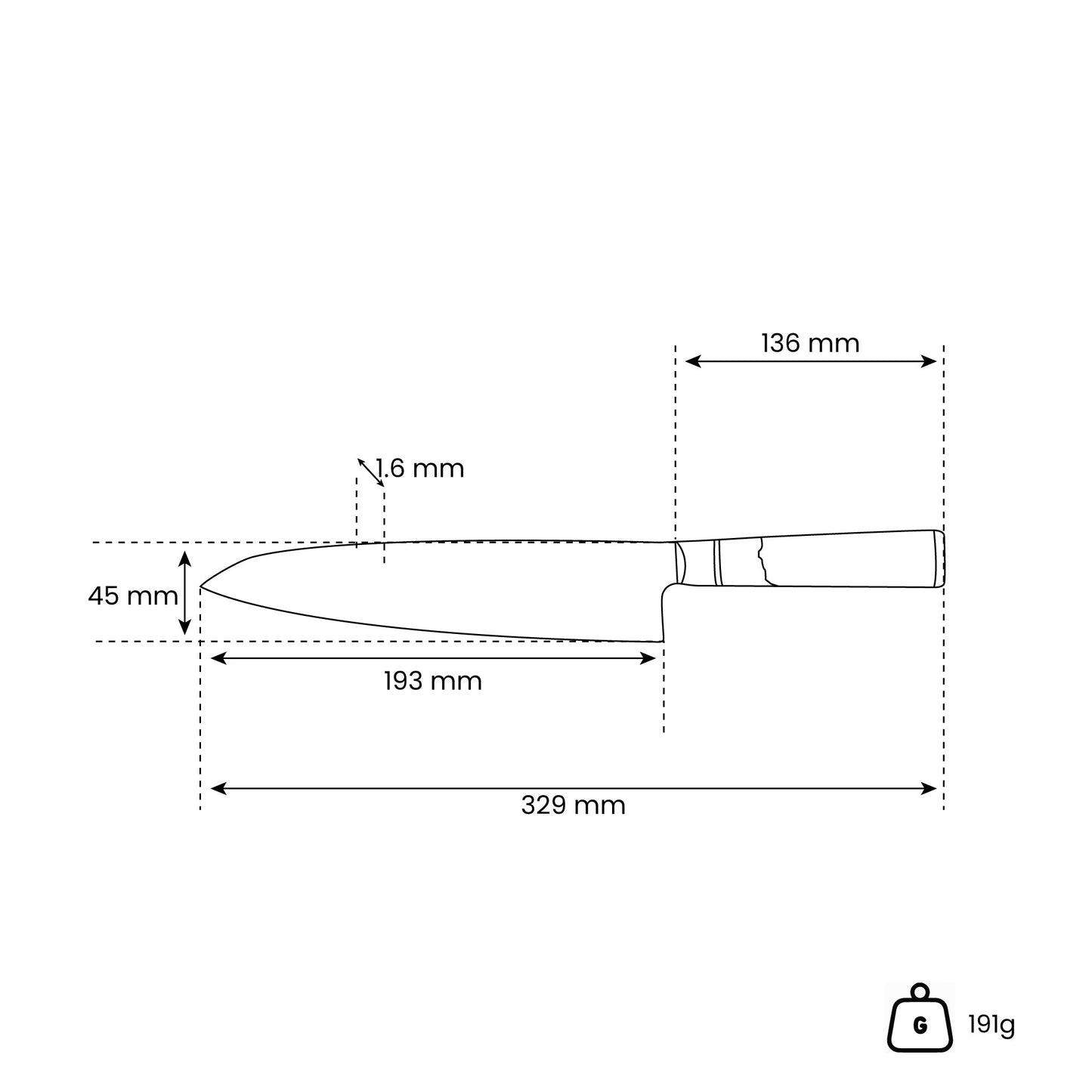 Epoxy Sapphire - Damascus Koksmes 20 cm Shinrai Japan