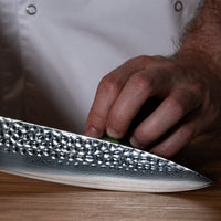 Hammered Damast BR - Damascus Koksmes 20 cm Keukenmessen Shinrai Japan