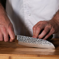 Hammered Damast BR Damascus Santoku 18 cm Keukenmessen Shinrai Japan
