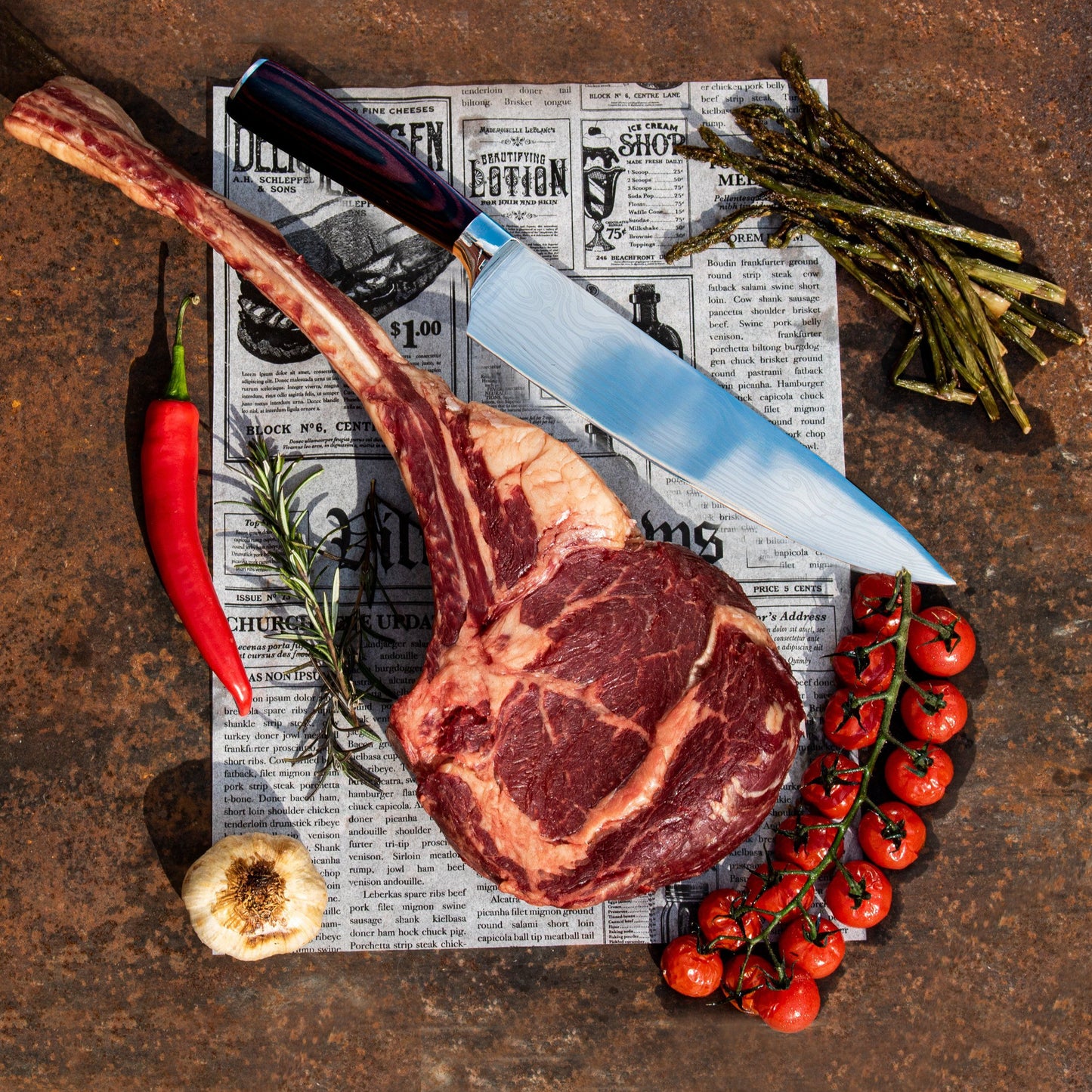 Japanse Damascus Print Series - Koksmes 20 cm Keukenmessen Shinrai Japan