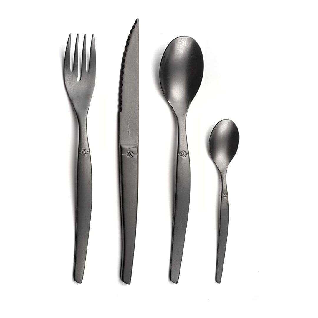 Fourchettes De Table Laguiole Jet - Lot De 12 - Acier Inox 18/0 - Design Contemporain - 20,7 Cm