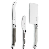 Lou Laguiole - 3-pc cheese set in wooden box - mixed color (pepper/pearl/taupe) Kaasmessen Lou Laguiole