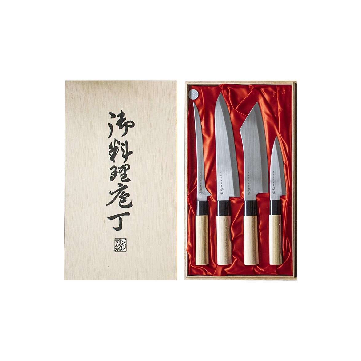 Satake - Japanse 4 delige messenset Magnolia Wood Messensets KookGigant