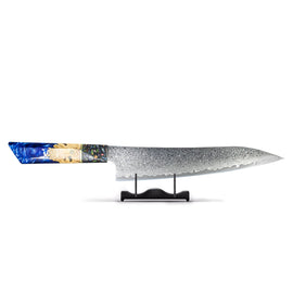 Shinrai Knives - Sapphire Epoxy Jewels - Damast Kochmesser 23 cm - Sonderausgabe Special Edition - Sapphire Epoxy Jewels - Koksmes Shinrai Japan 23 cm