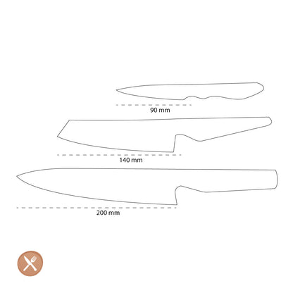 Global - G-2538 Kochmesser + Gemüsemesser + Büromesser