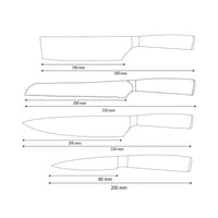 Shinrai Knives – 4-teiliges Messerset aus gehämmertem Edelstahl – Kochmesser + Brotmesser + Nakiri + Schälmesser
