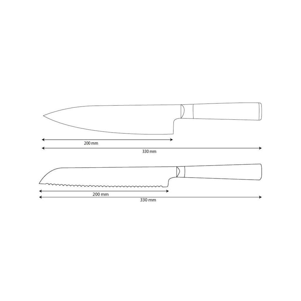 Shinrai Knives - Hammered Damask BR 2-teiliges Messerset - Kochmesser + Brotmesser