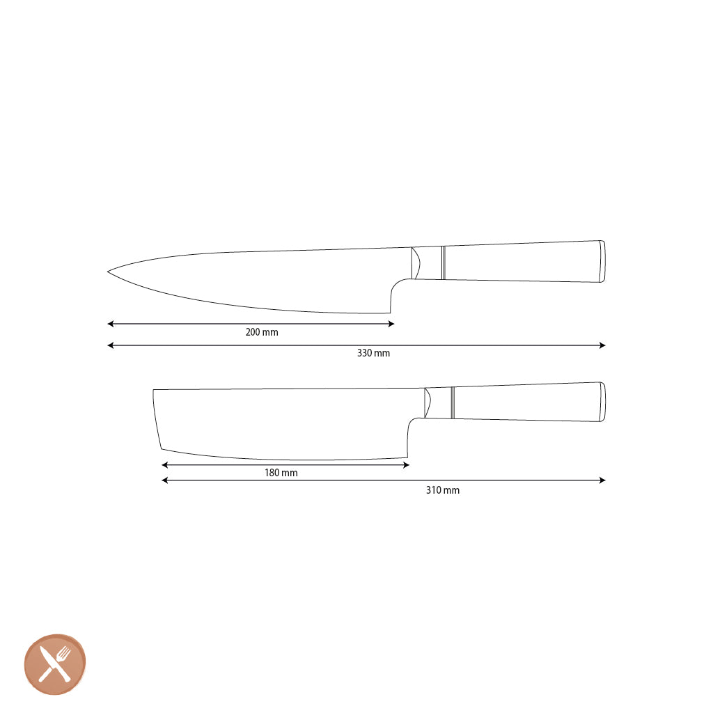 Shinrai Knives - Epoxy Onyx 2-teiliges Damastmesserset - Kochmesser + Nakiri