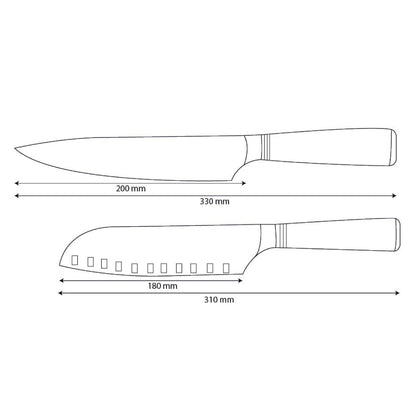 Shinrai Knives – Micarta Jewels 2-teiliges Damastmesser-Set – Kochmesser + Santoku