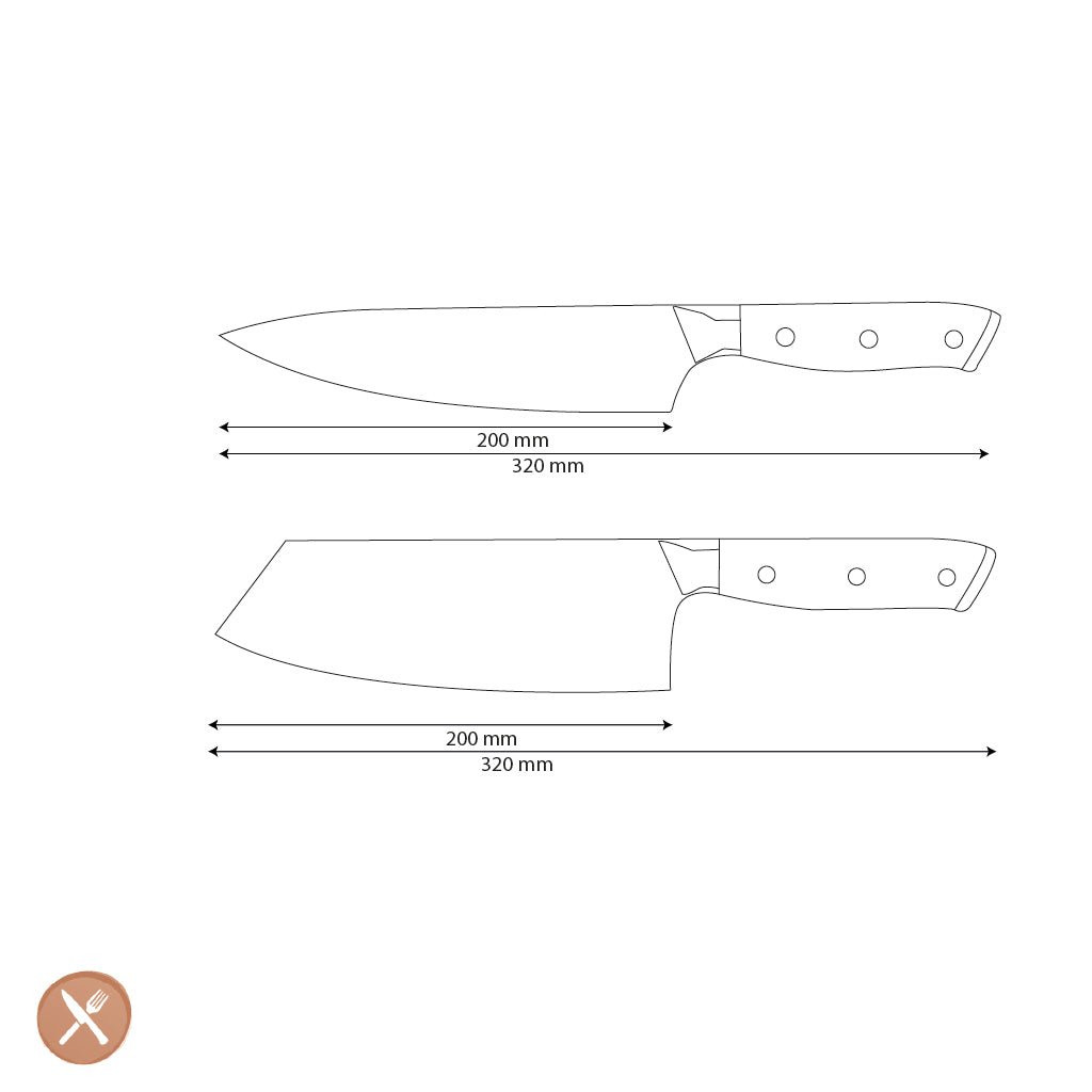 Shinrai Knives - Perlmutt-Juwelen 2-teiliges Damast-Messerset - Kochmesser + Nakiri