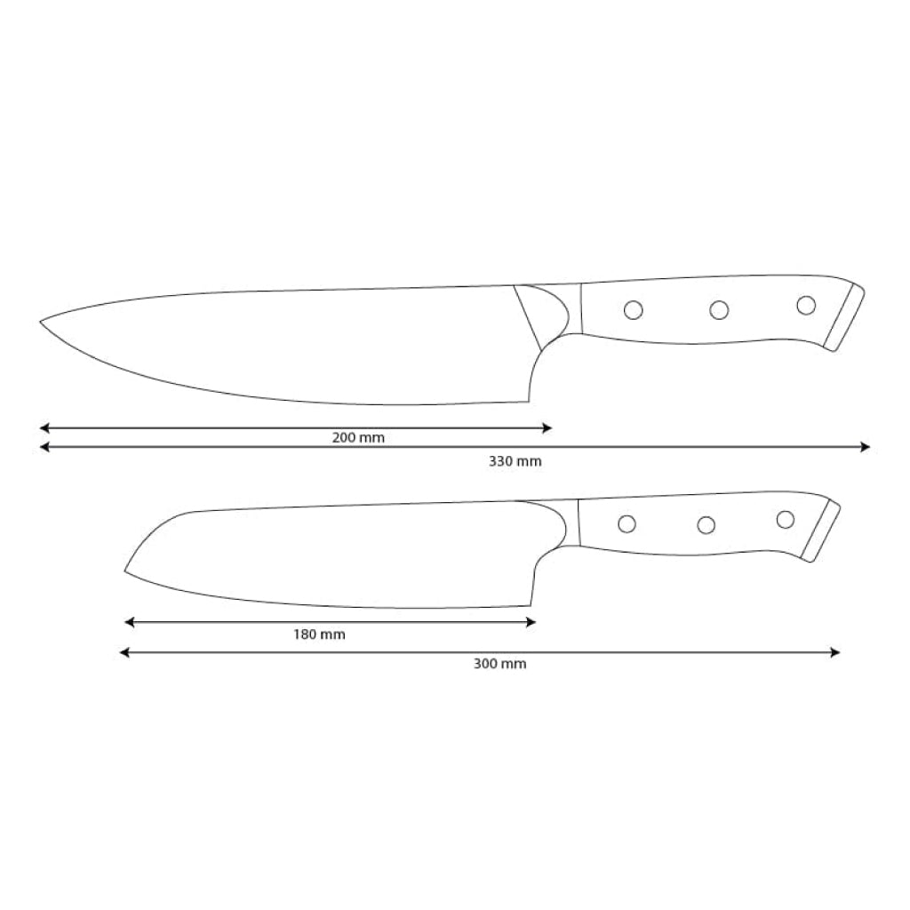 Shinrai Knives - Ensemble de 2 couteaux Damas Eclipse - Couteau de chef + Couteau Santoku