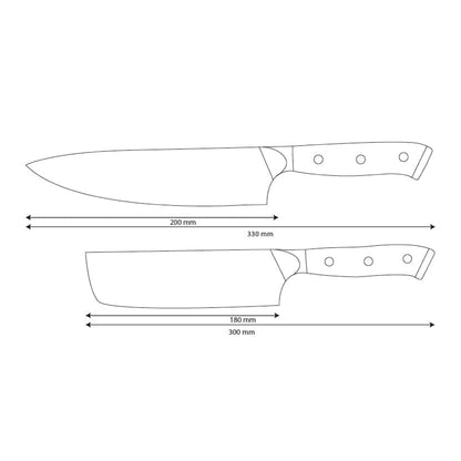 Shinrai Knives - Ensemble de 2 couteaux Damas Eclipse - Couteau de chef + Nakiri