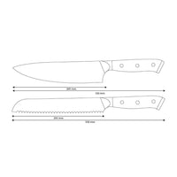 Shinrai Knives - Ensemble de 2 couteaux Damas Eclipse - Couteau de chef + Couteau à pain